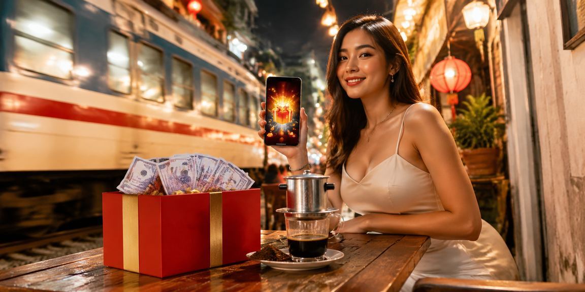 Người dùng tại Hà Nội xem tài khoản casino trên điện thoại trong quán cà phê